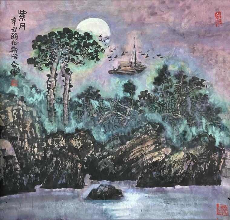 《紫月》68X68cm