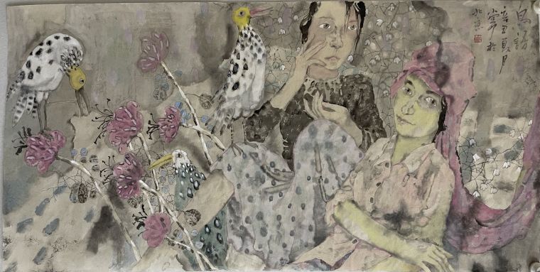 《鸟语》136X69cm