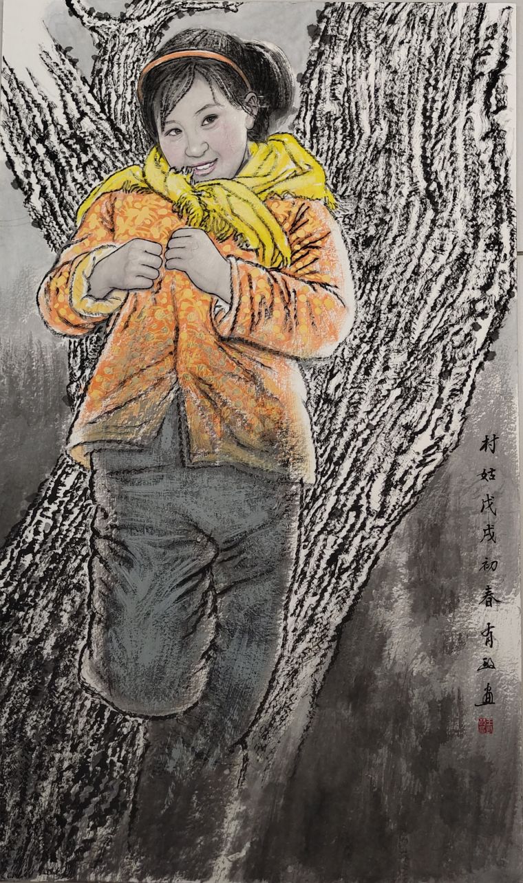 《村中姑娘》65X39cm