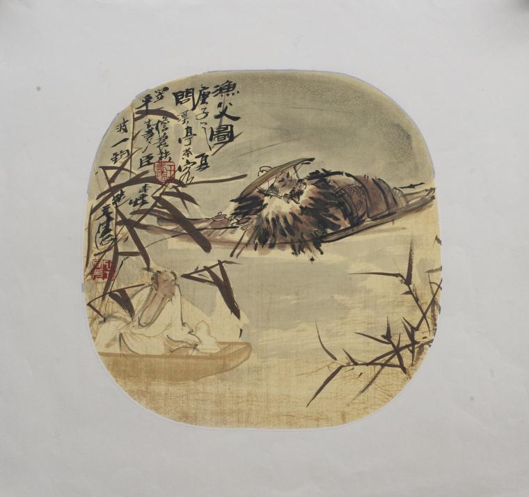 2020《渔父图》直径28cm