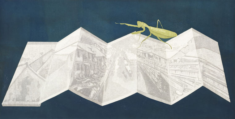 39、陈行晔  江南叙事  水印木刻  60x120cm  2020年