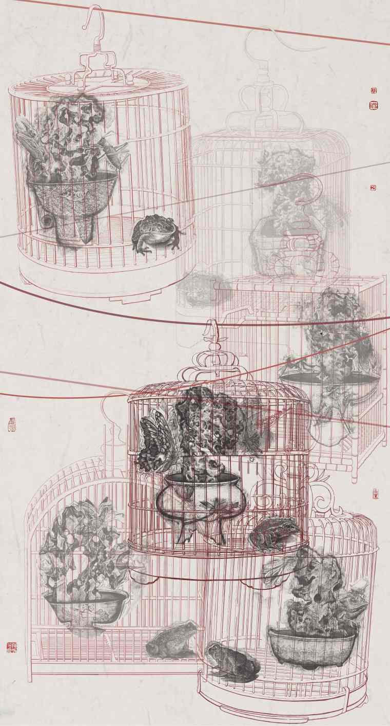 28蔡家祥《风轻拾遗梦Ⅰ》180×96cm木口木刻2019年