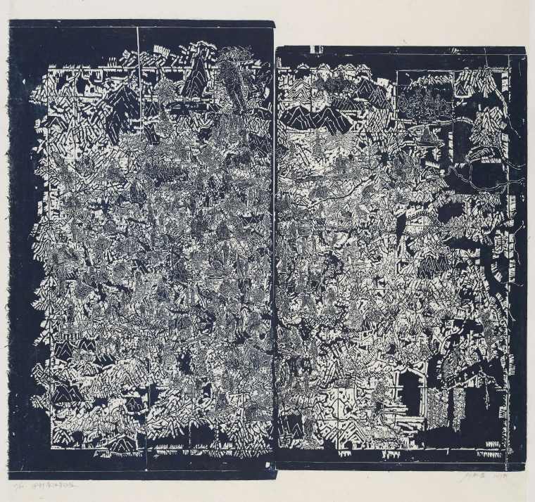 7刘益春《西部壹佰劳动者》120×120cm黑白木刻2019年