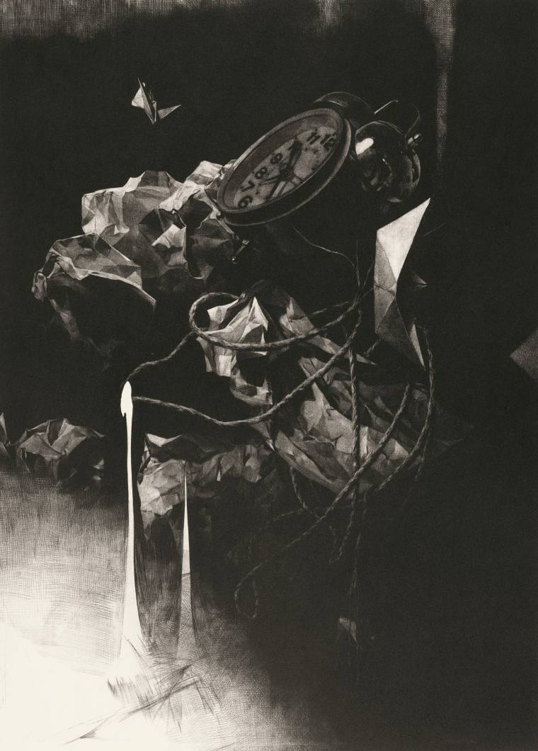 31、张雪松  时间·厚积薄发  铜版美柔汀  60x40cm 2021年  266280