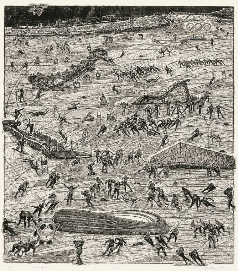51、郑建辉  相约冬奥盛会  木版  100x90cm  2021年  266341