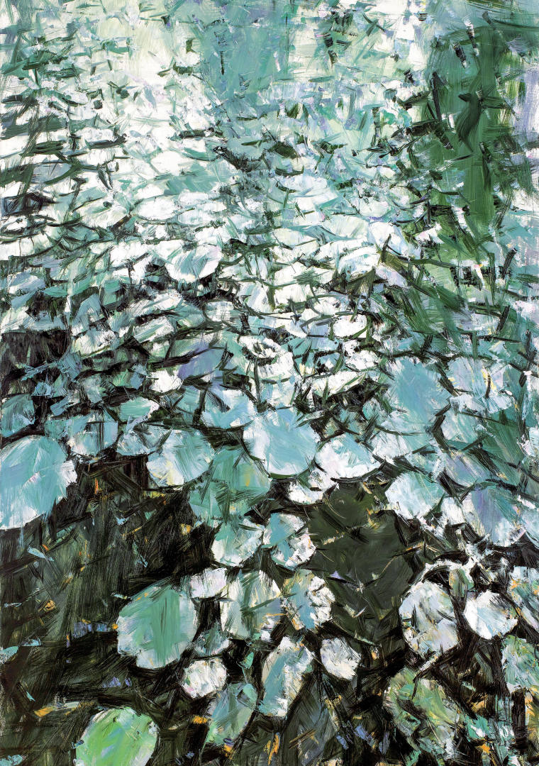 《湖畔风荷》（二）油画 198cm×112cm 2022