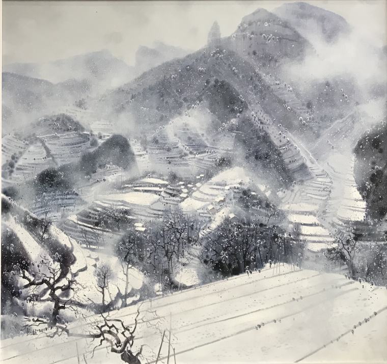 翁凯旋《仙女山雪霁图》140X150cm 布面油彩 2018年8月