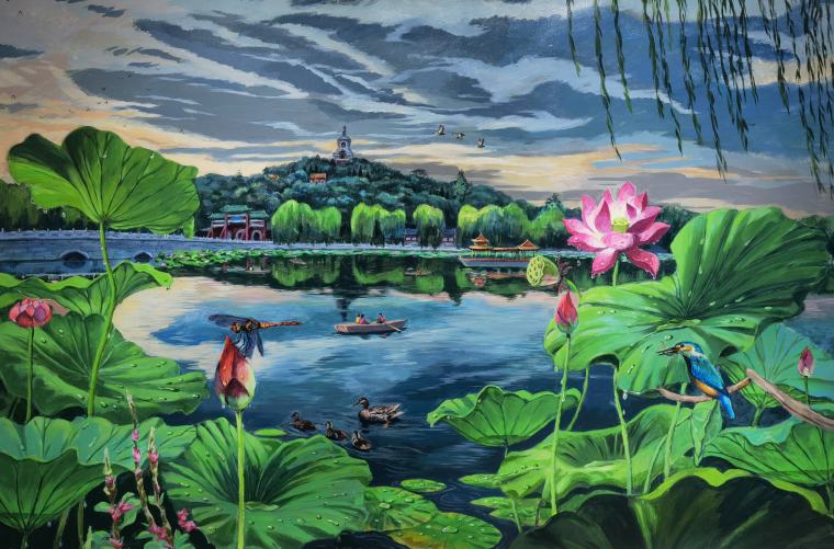 《皇家御园·北海》，80x120cm，布面丙烯，2020年