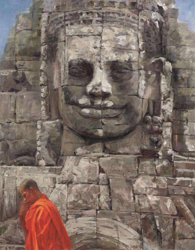 张祖英 《吴哥的微笑》 布面油画 125cmX160cm 2008年