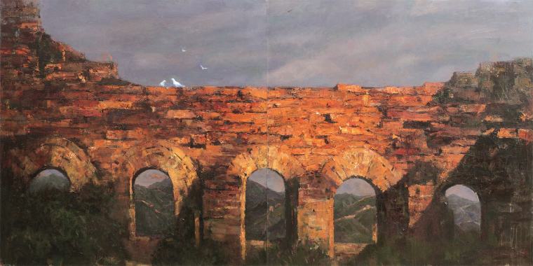 张祖英 《血色长城》 布面油画 160cmx320cm  2011年