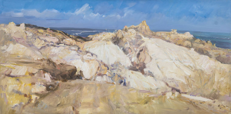 范迪安 《礁石浪痕》 布面油画 160cmx320cm 2015