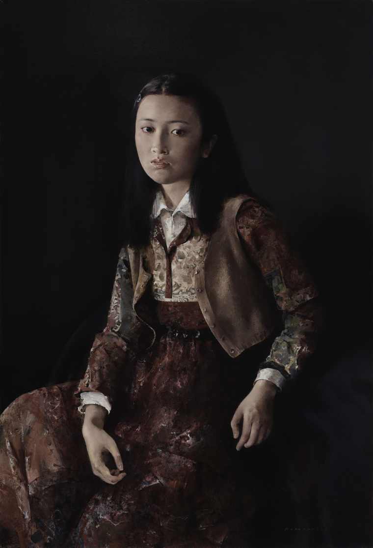 郭润文 《清秀的女孩》 布面油画 111cmx75cm 2018年