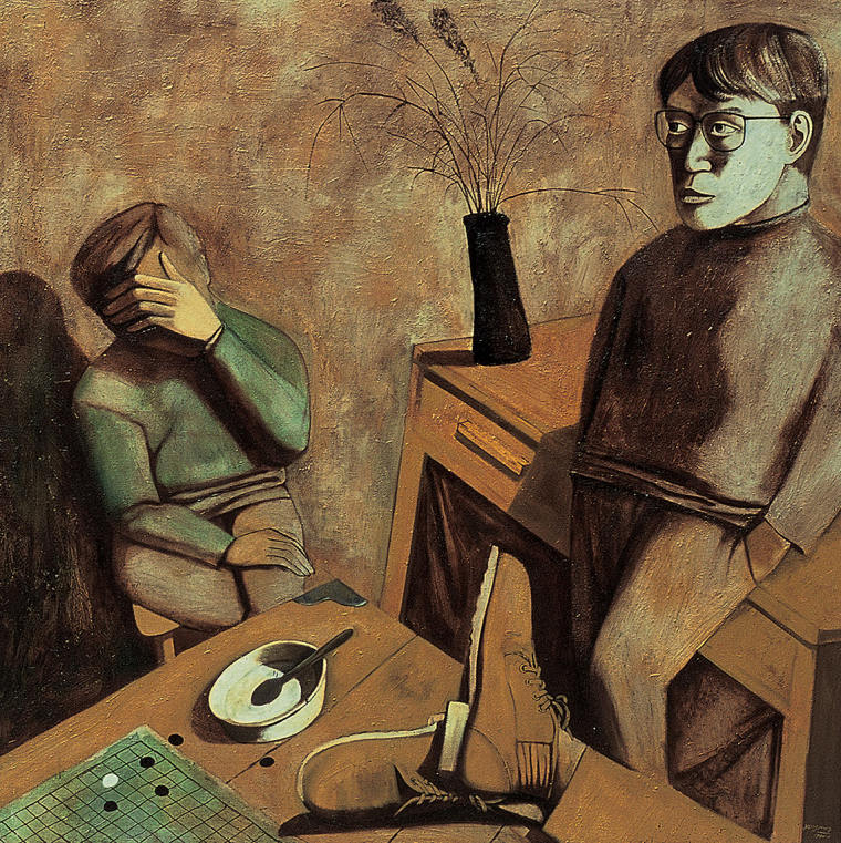 《年轻人》100×100cm 油画1991