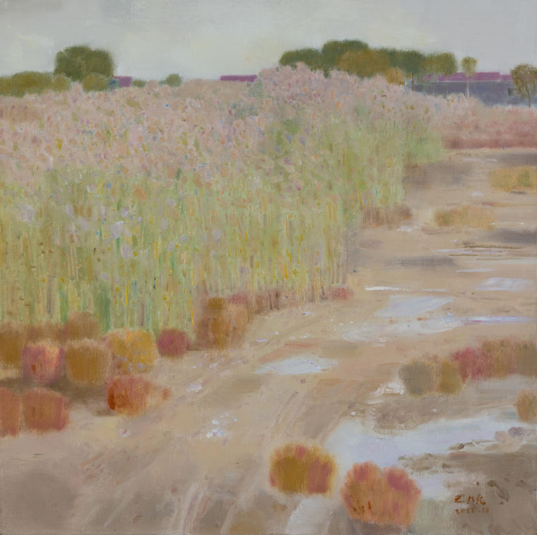 《通往远方的小路》油画 80x80cm 2022.10