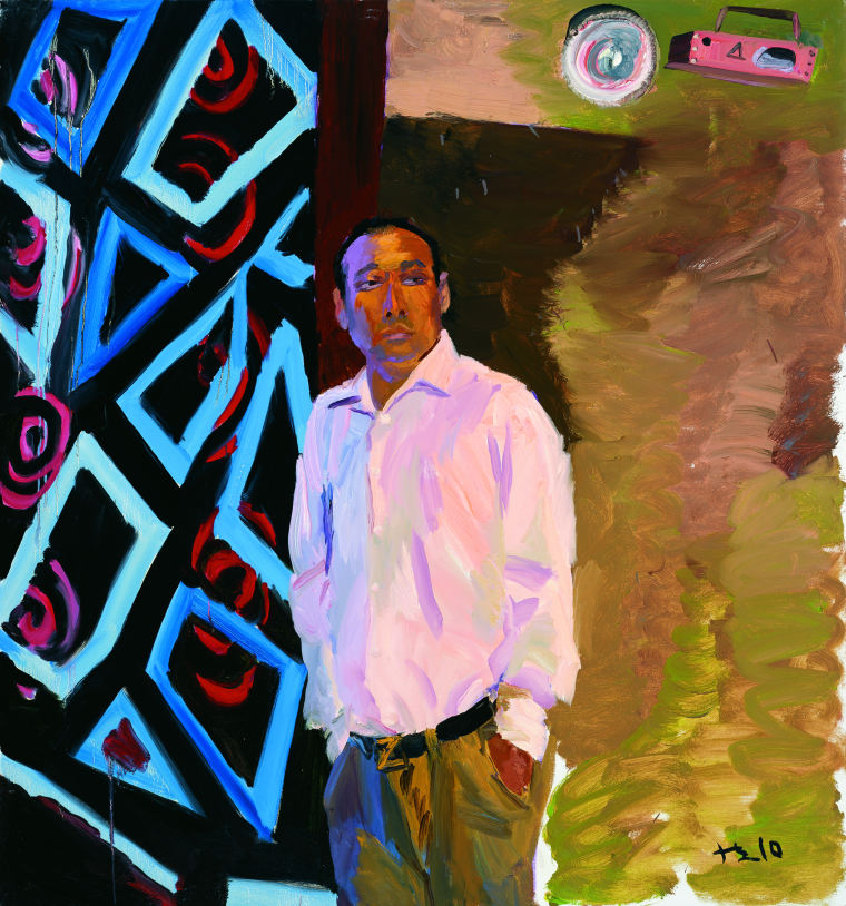 2010 《郭强在自己开的KTV里》 Guo qiang at his karaoke club150x140cm 布面油画