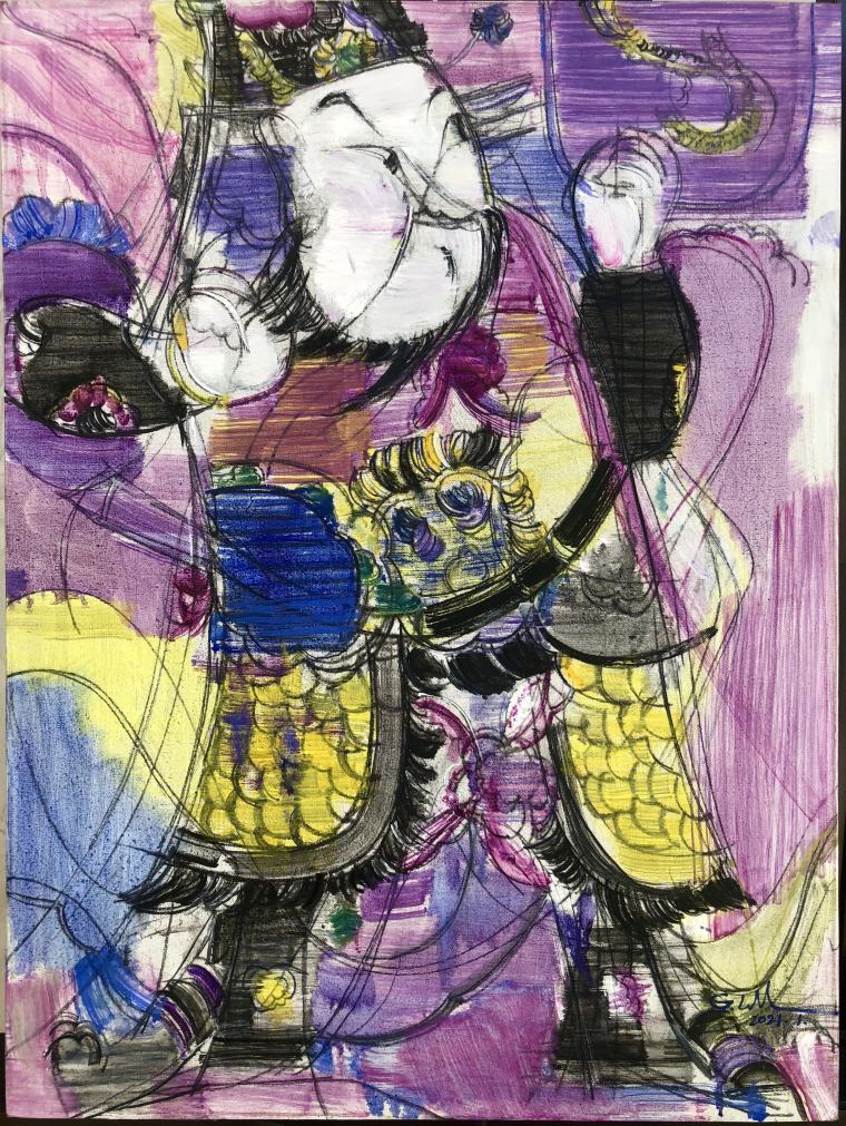 《持锤门神》 80x60cm 布面油彩 2020年