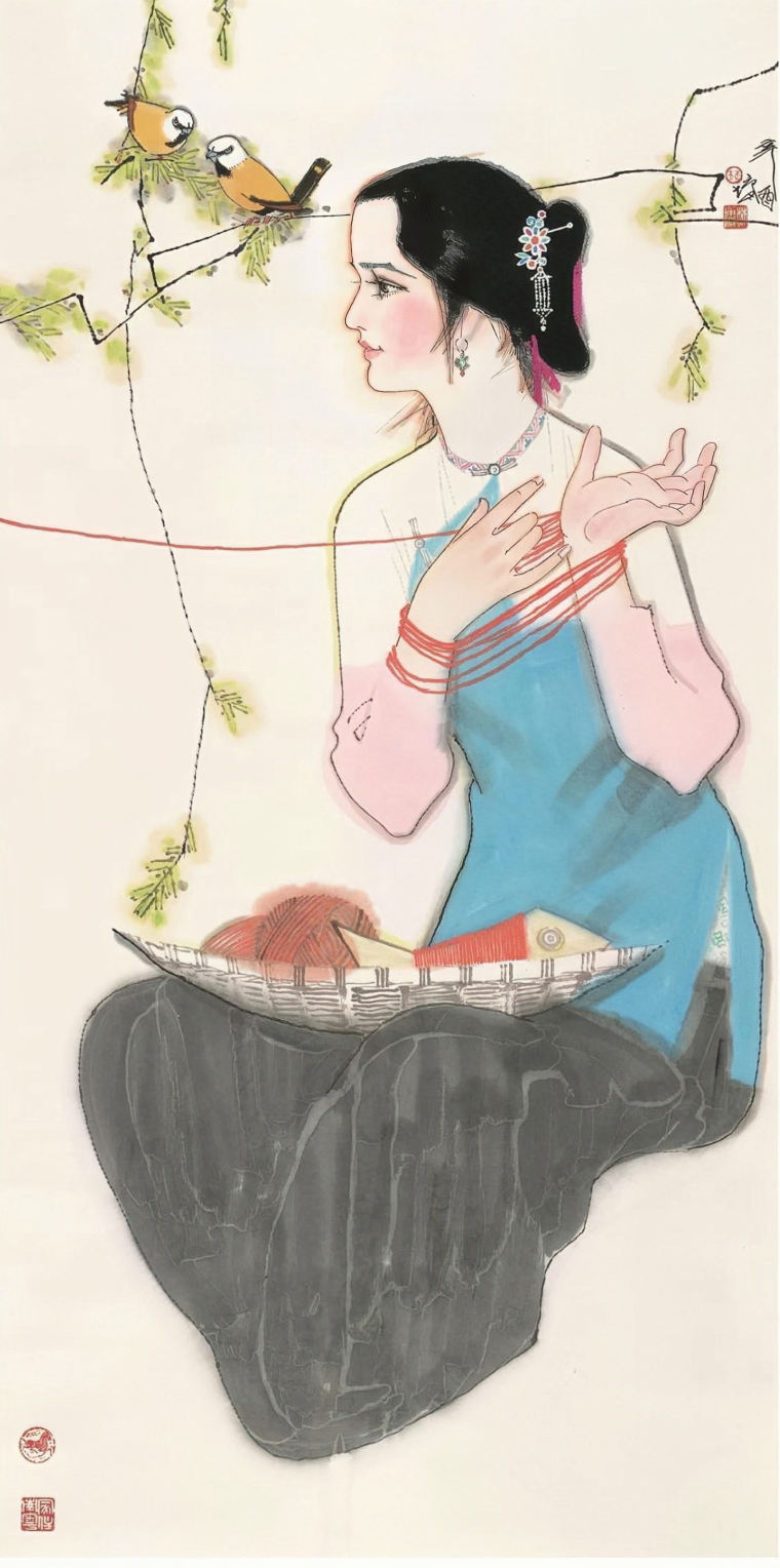 林墉《人物》136X68CM