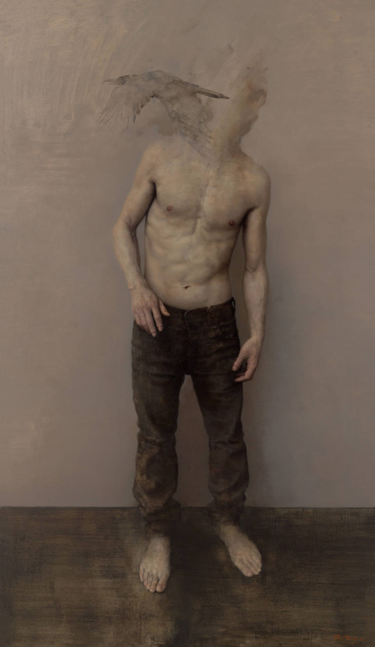 殷雄 《鸟》布面油画 200cm×110cm 2013年