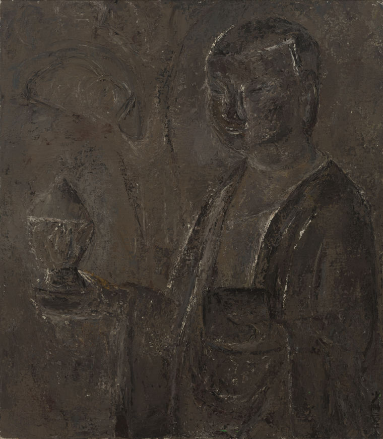 黄少鹏《石窟寺写生·佛像》之三   尺寸：80×70cm  材料：丙烯麻布   创作年代：2011年