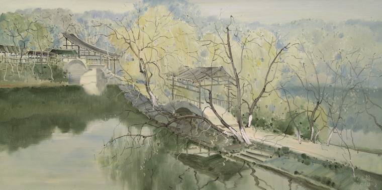 翁凯旋 《春晓》 70cm×140cm 布面油画 2013年