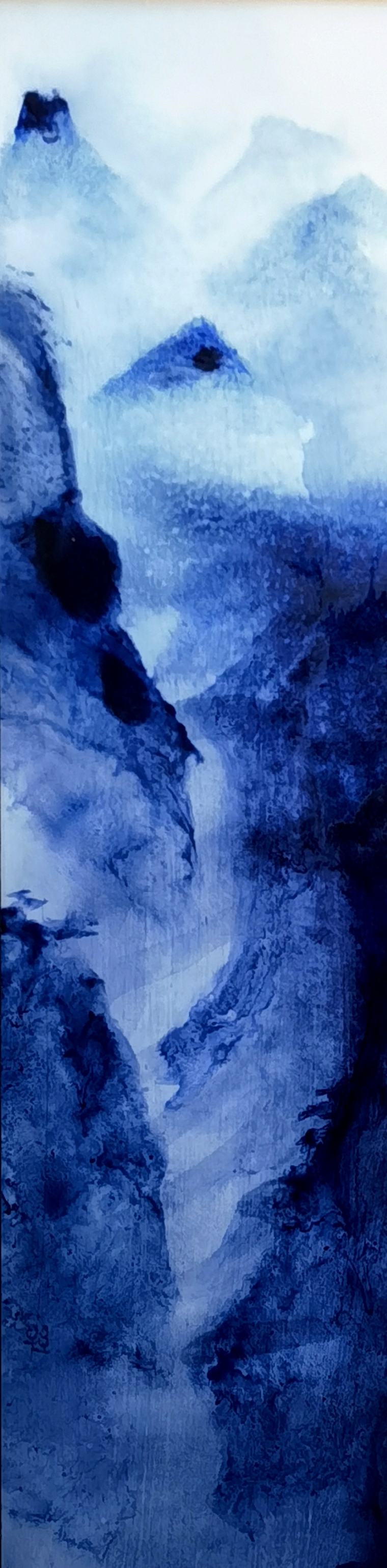 晓妆初醒、青花瓷板、66cmx20cm、2022