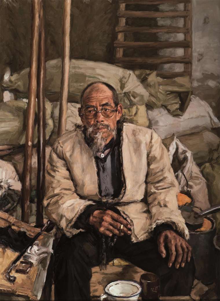杨飞云 《鹿场老人》 布面油画  130cmx95cm 2015年