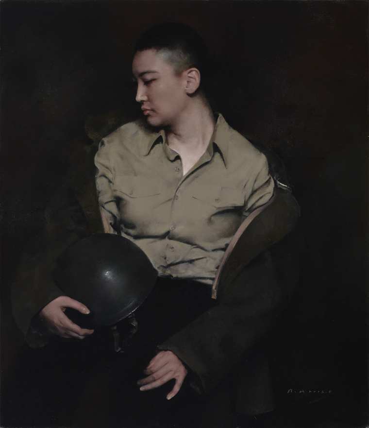 郭润文 《扮成士兵的杨方》 布面油画 73cmx63cm 2018