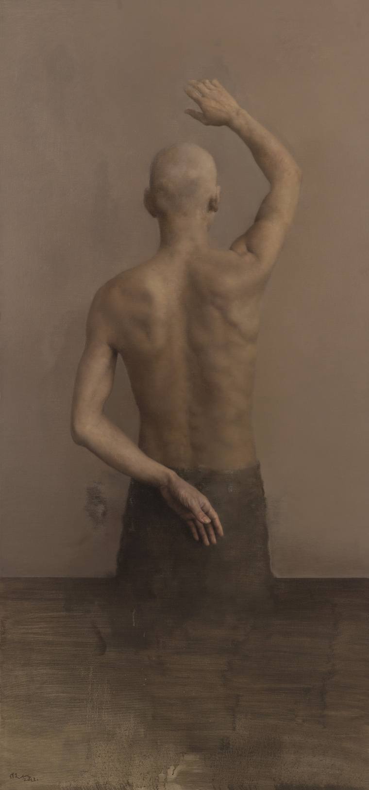 殷雄 《向远处挥手的人》  布面油画 195cm×100cm 2004年