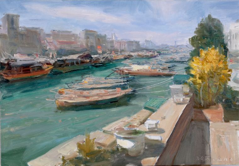 《北海渔港之一》秦文清 布面油画38X50cm 2022.10.