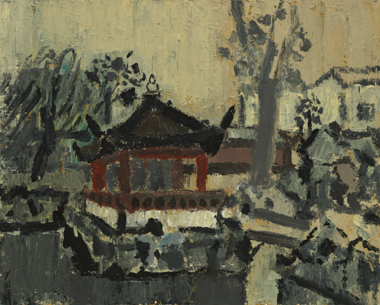 黄少鹏 《艺圃——亭》 80×100cm 布面综合材料 2018