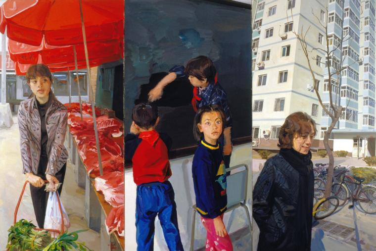 喻红 《此时此刻》180x90cmx3 布面丙稀 2003年