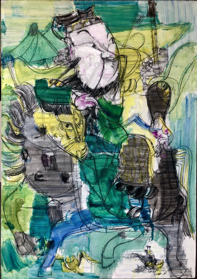 《马上秦琼之三》 162x114cm 布面油画 2021年