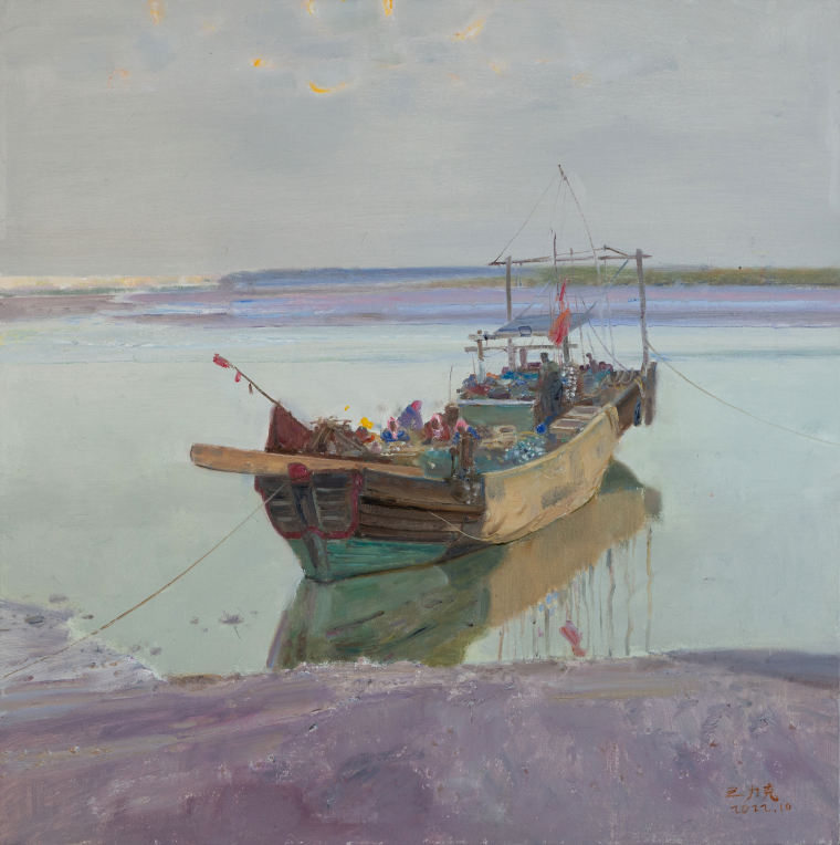 《忙海》油画 80x80cm 2022.10