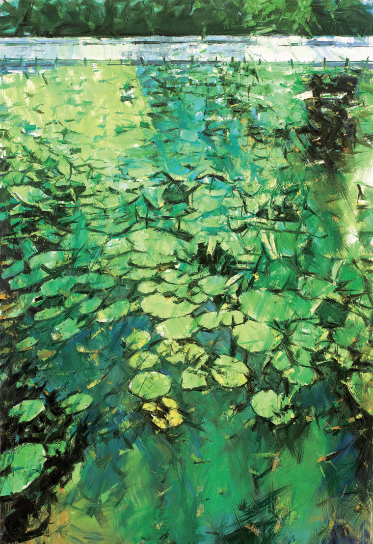 《湖畔风荷》（一）油画198cm×112cm 2022