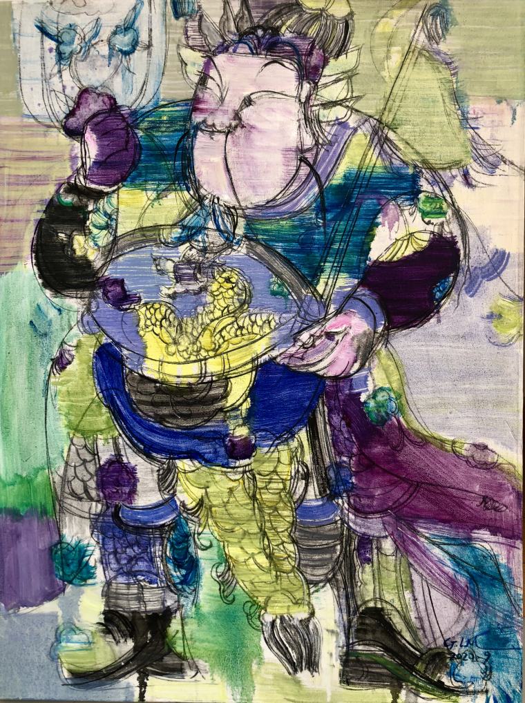 《持锤门神之二》 80x60cm 布面油彩 2020年