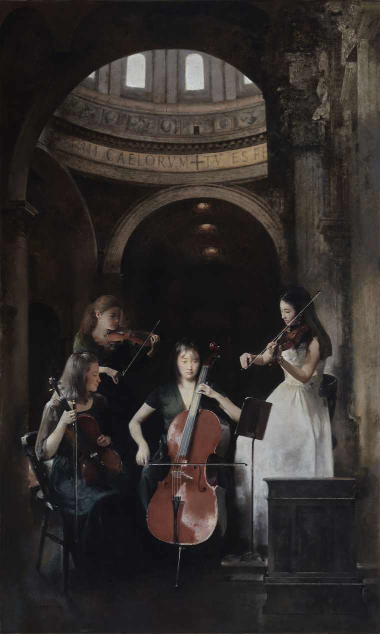 郭润文 《教堂音乐会》 布面油画 151cmx91cm 2018年