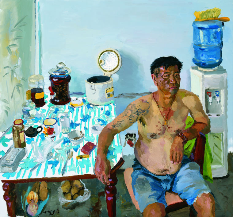 2010 《旭子在家》 Xunzi at home140x150cm 布面油画