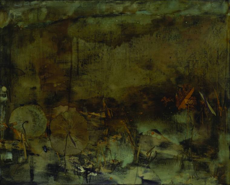 张元 《红荷湿地之一》  65cmx85cm 麻布丹培拉综合材料 ，2007年