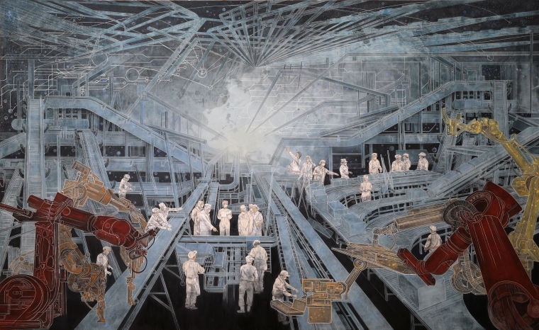 董  卓  智造速度  综合材料绘画  300×480厘米  2021年