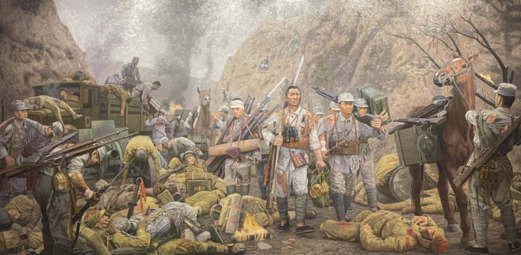 窦鸿  平型关大捷  布面油画  300×600厘米  2021年