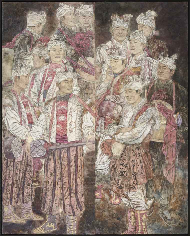 《古韵新风》200×220cm 纸本重彩 作者：刘军利 2020年（参展作品）