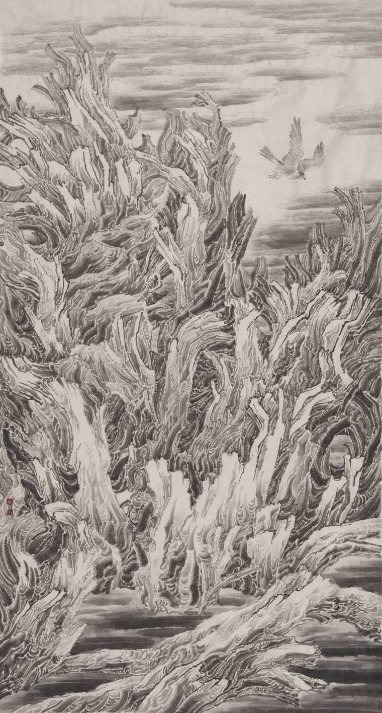 李君明参展作品《西风漫漫》180x97cm 2022
