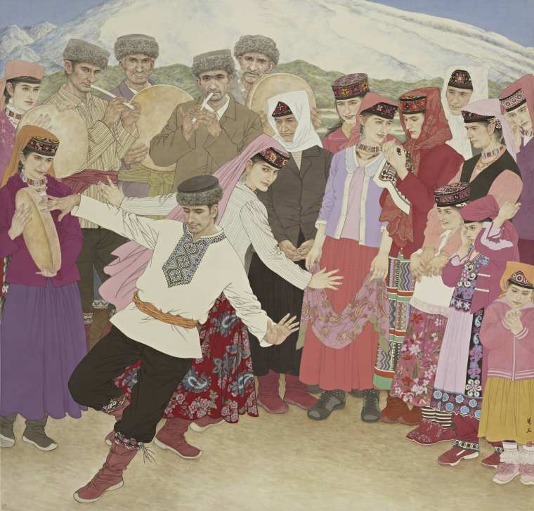 《春归帕米尔》合成  绢本 2014年 185x180cm(1)